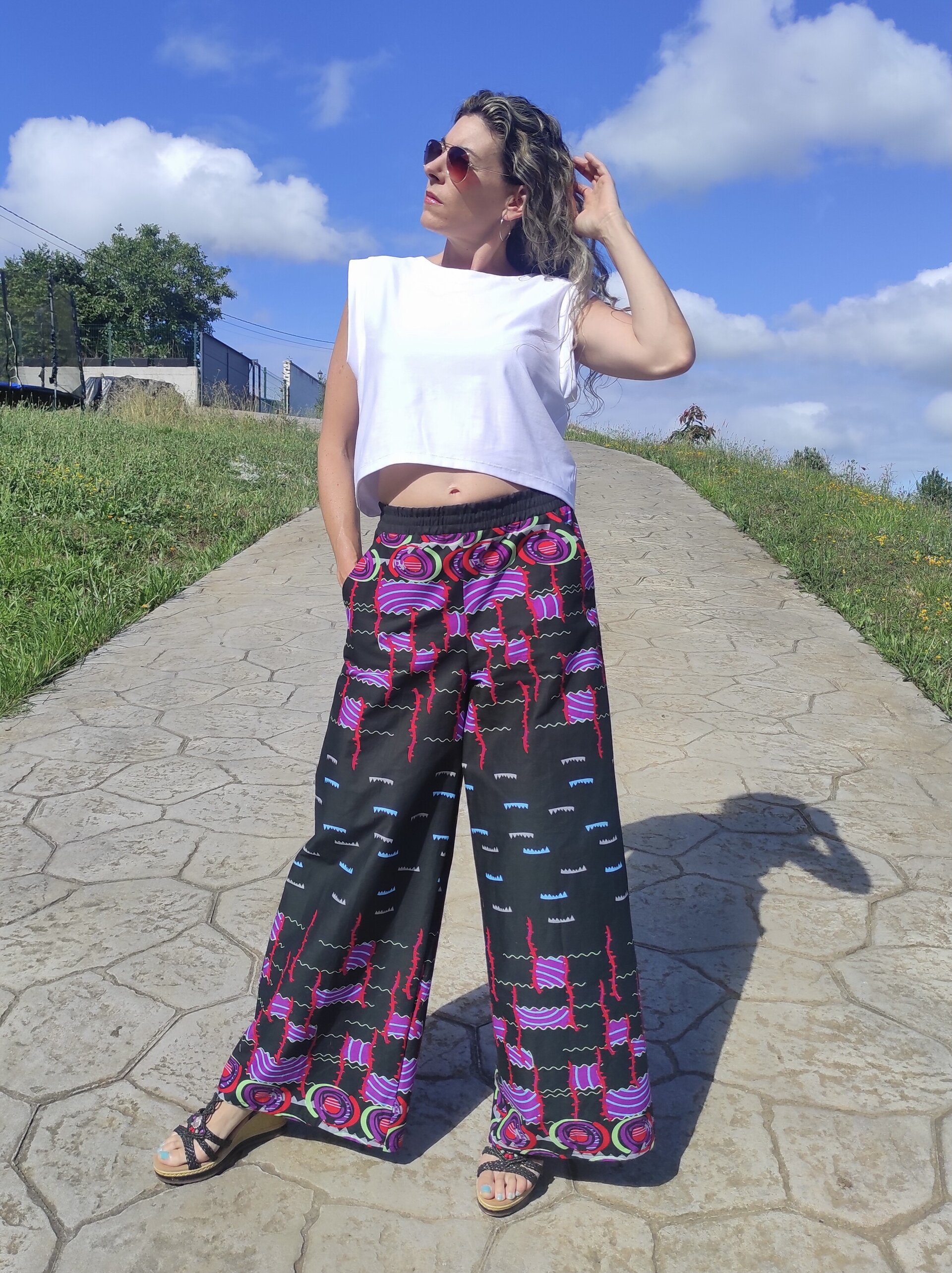 Pantalón Palazzo Mujer con bolsillo - Tela Wax - 2