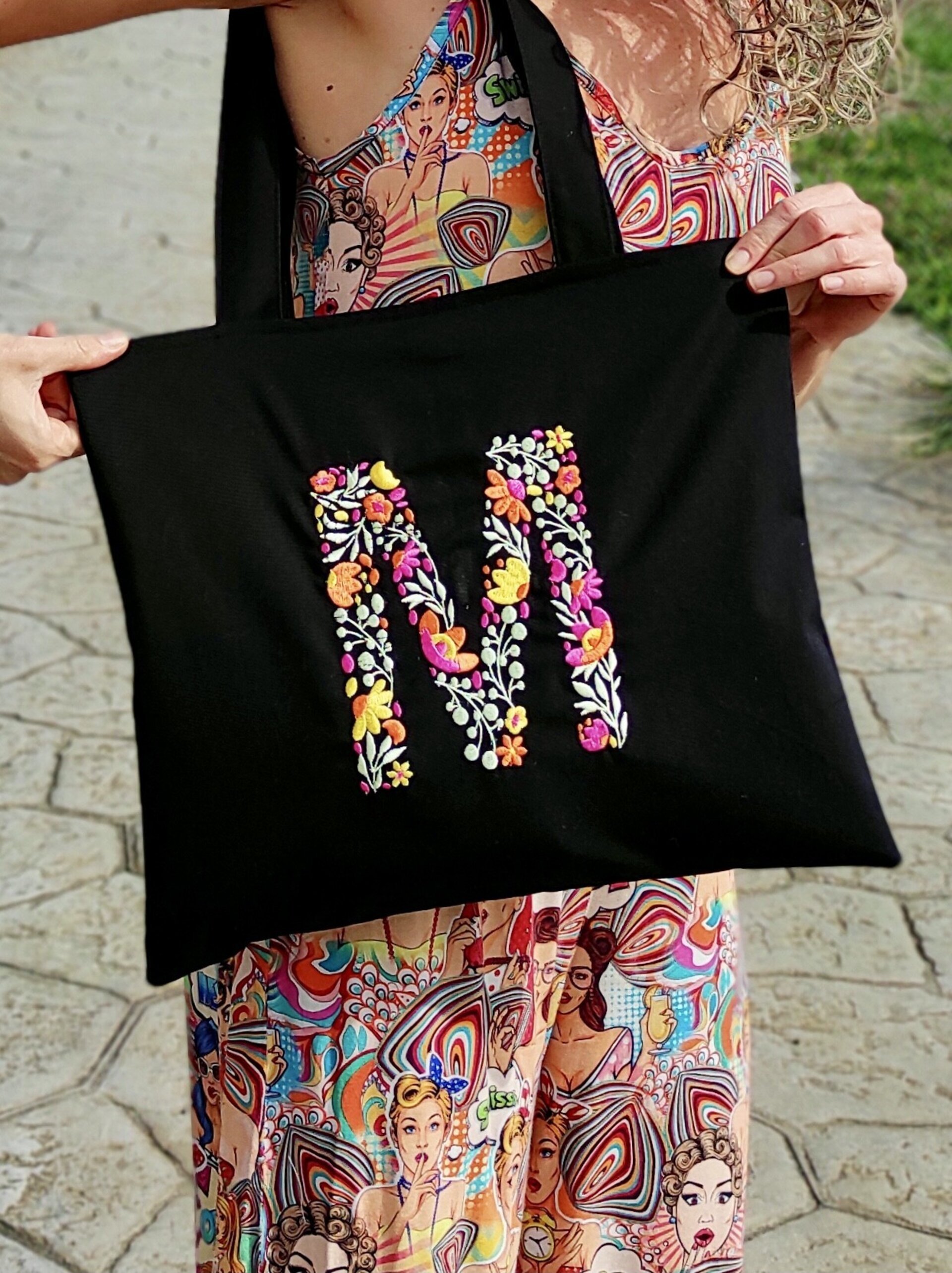 Tote Bag con bordado de Letra o Inicial - 1