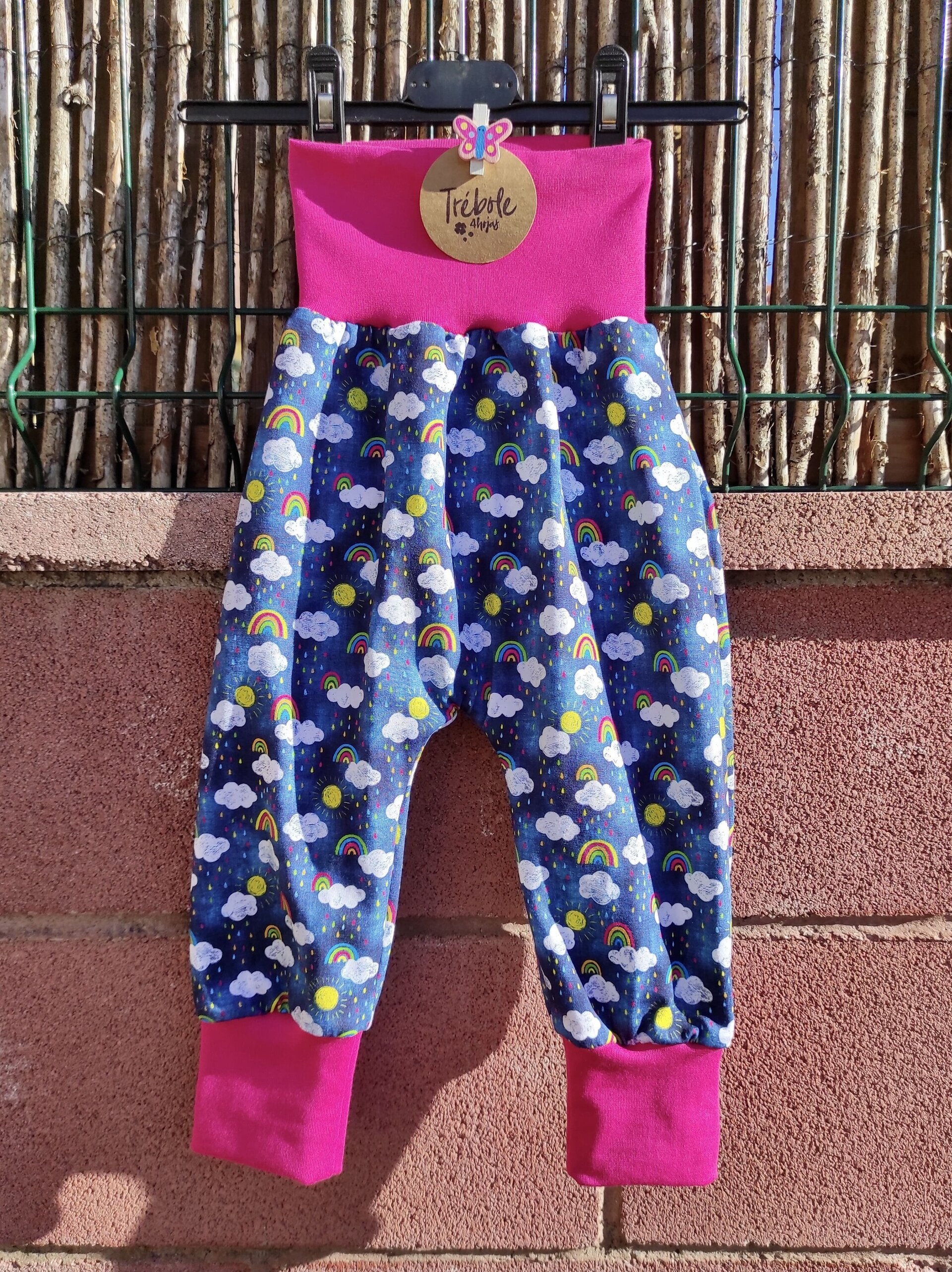 Pantalón Sarouel/Harem Bebé - Arcoiris y Nubes - rosa - 3