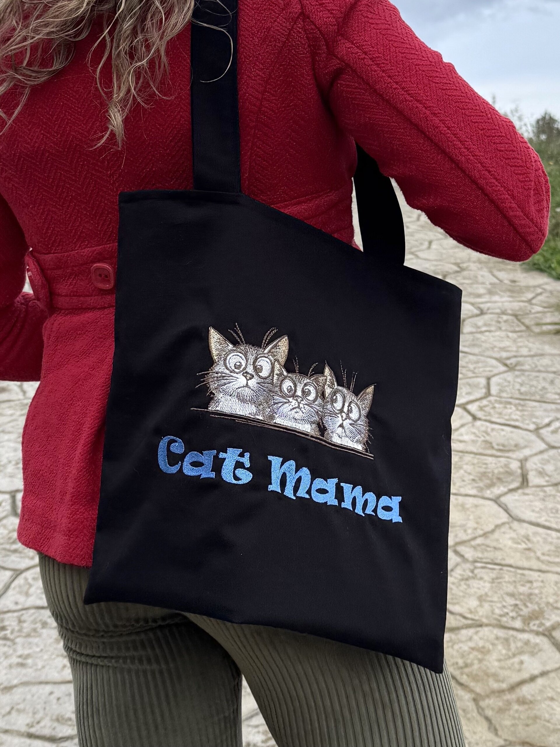 Tote Bag con bordado - 3 gatos Cat Mama - 3