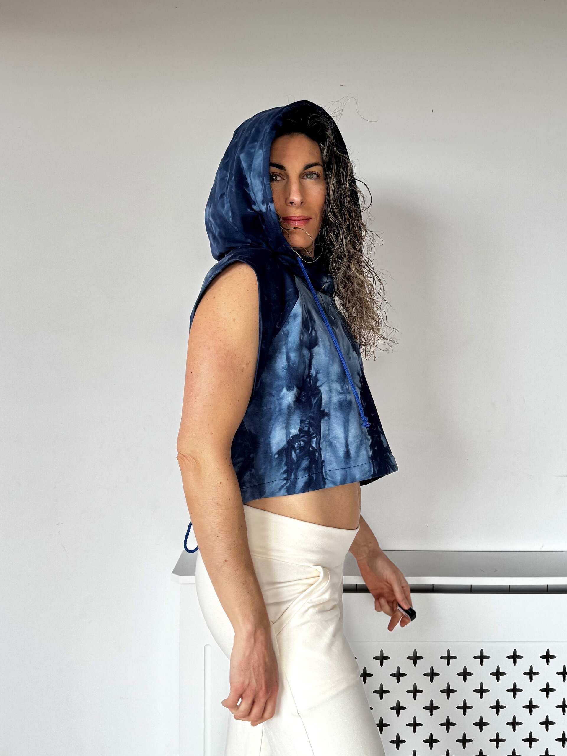 Top crop espalda abierta - Tie-Dye azul - 4