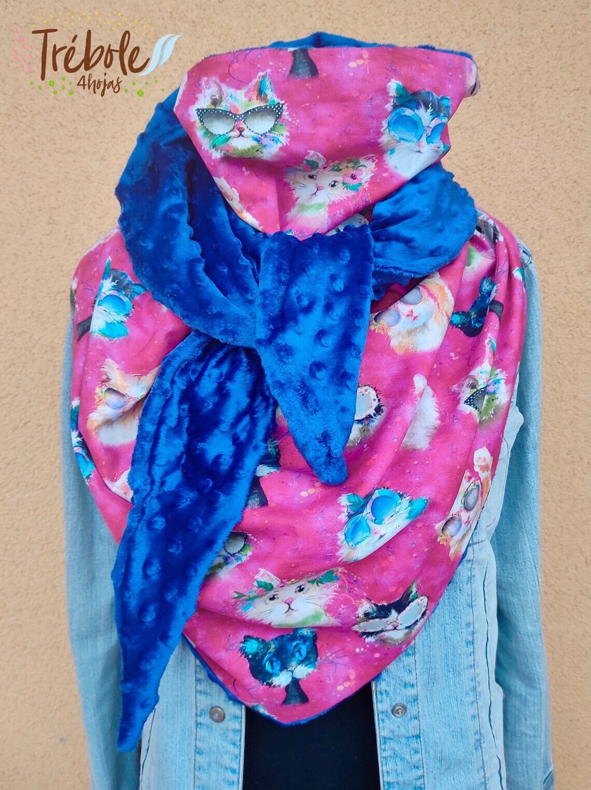 Maxi Bufanda triangular - Gatos - 4