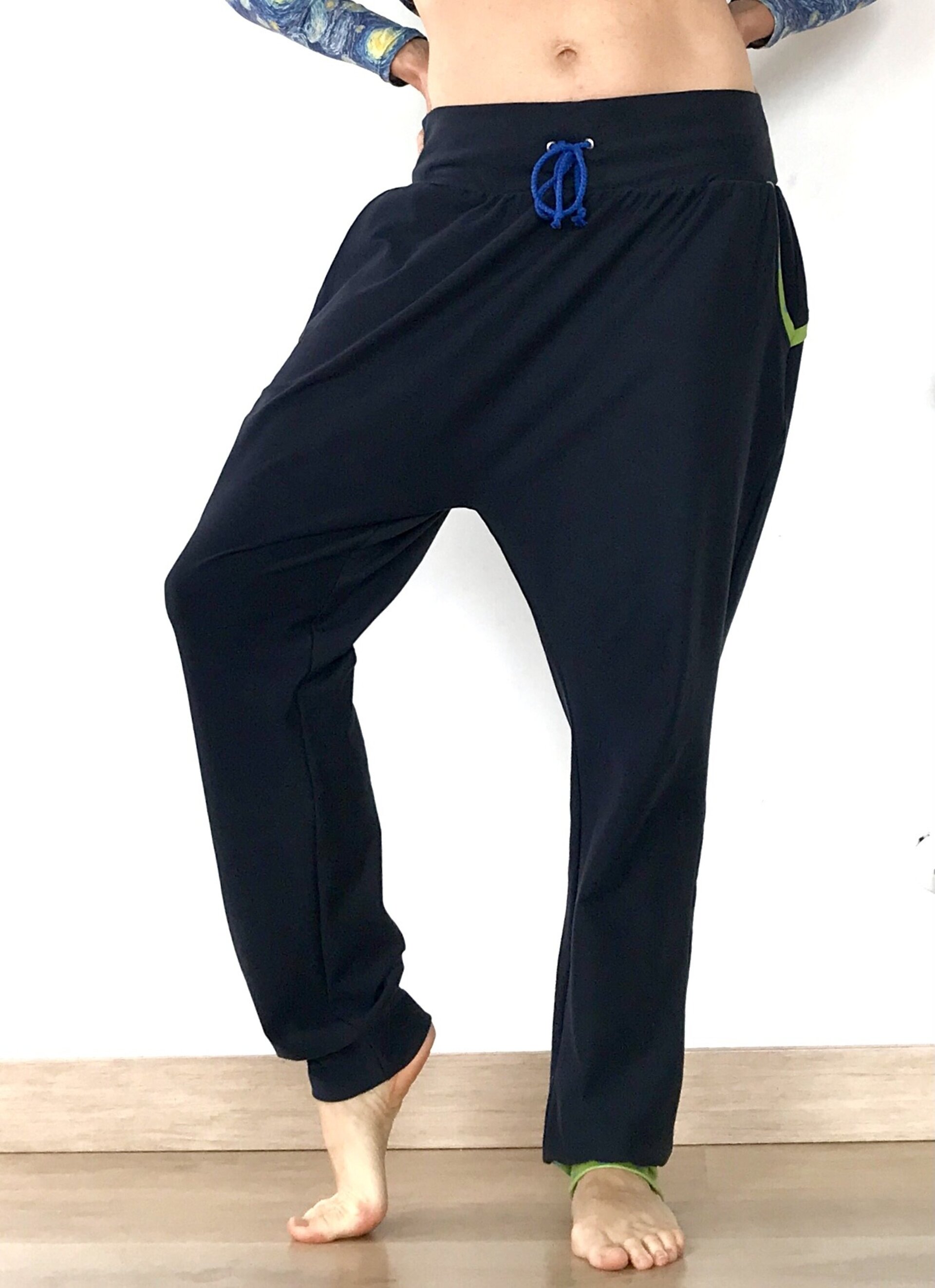 Pantalón Sarouel mujer - Canesú - Navy / Verde Dots - 5