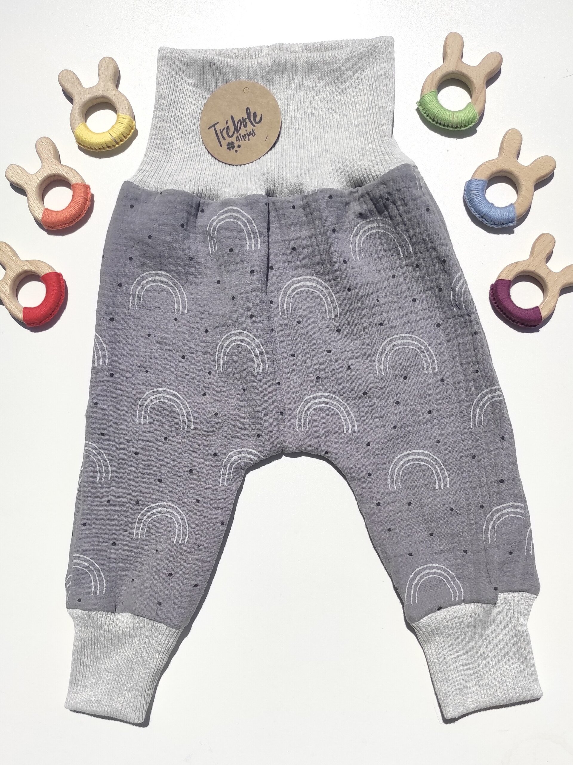 Pantalón Evolutivo - Doble gasa - Arcoiris Gris - 4