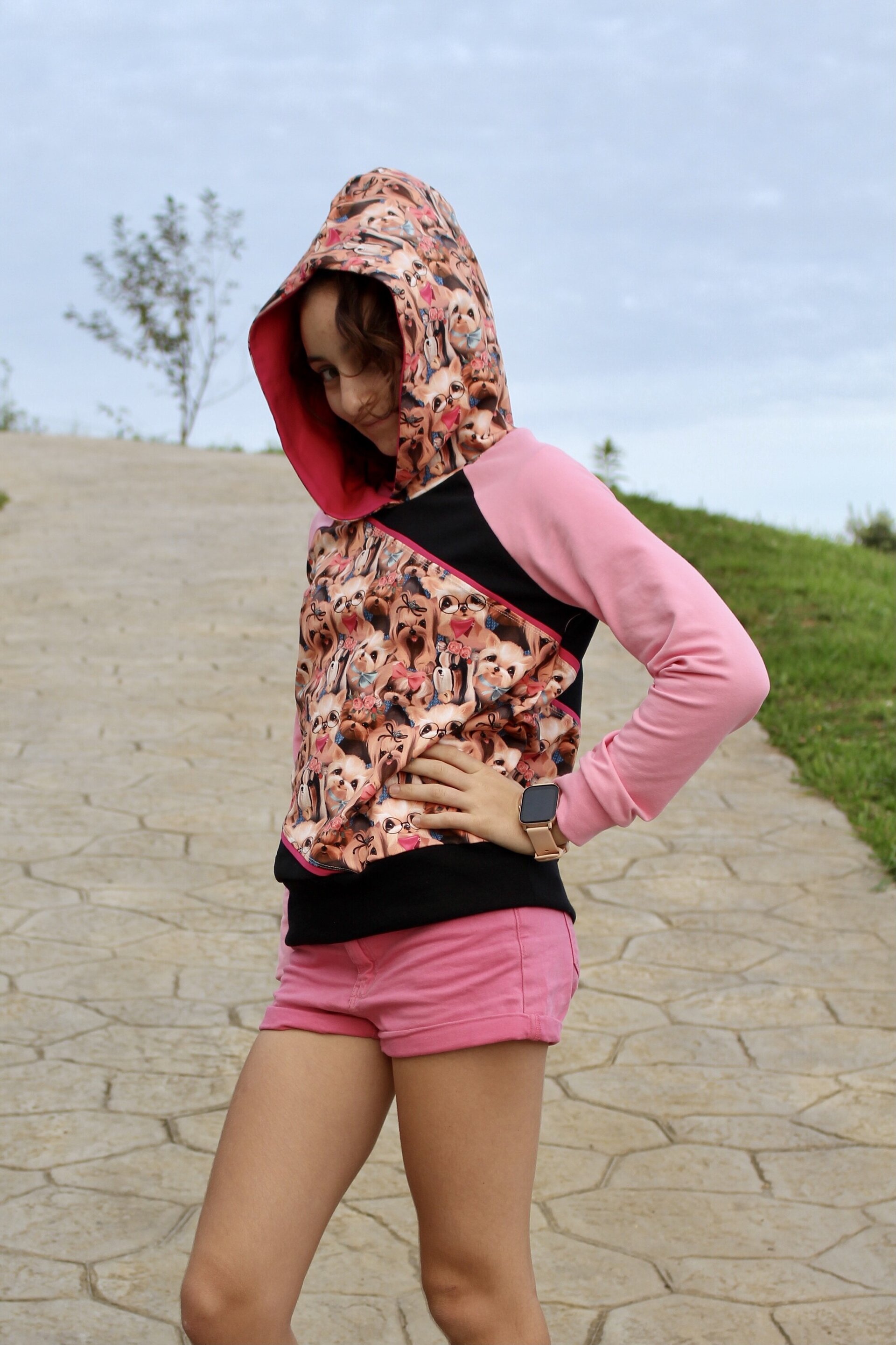 Sudadera Infantil con Capucha - color block - Perritos - 2