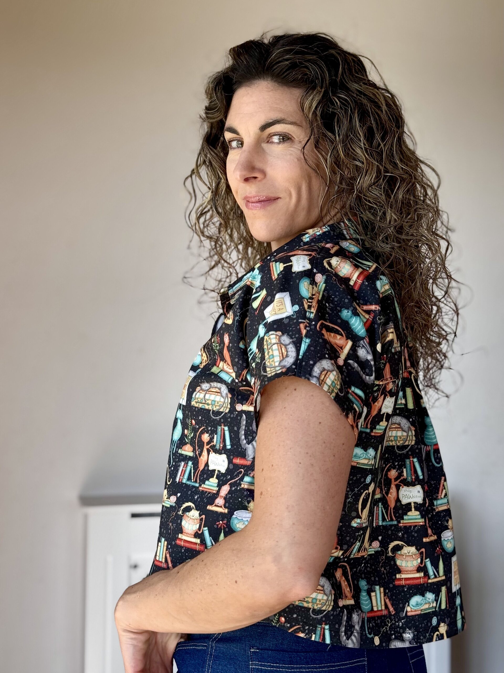 Blusa Dolman - Gatos y Libros - negro - 3