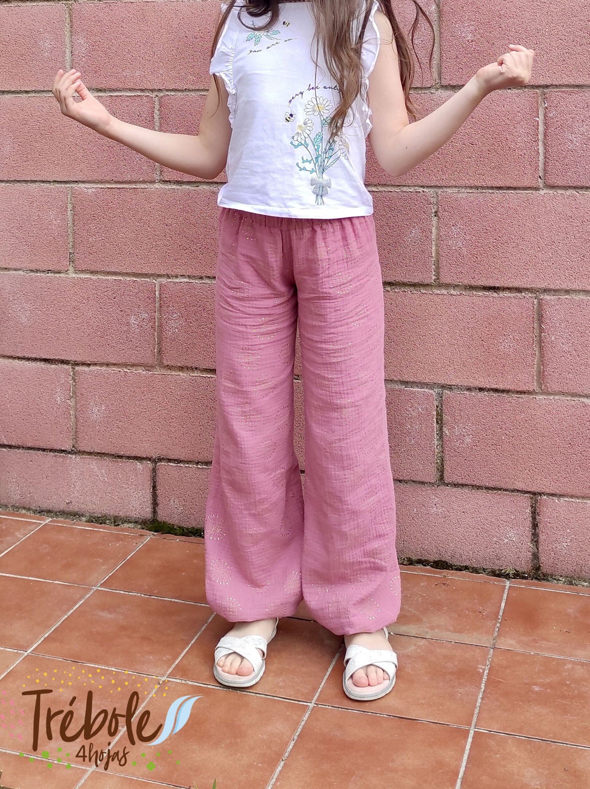 Pantalón Bombacho infantil - doble gasa Brilli Brilli - Dandelion Rosa - 2
