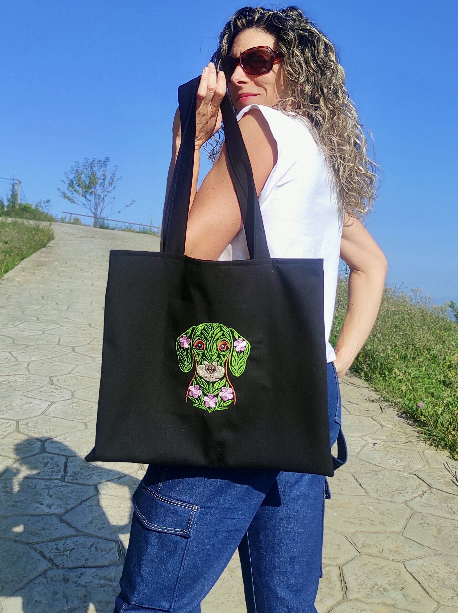 Tote Bag con bordado floral de perro Beagle - 8
