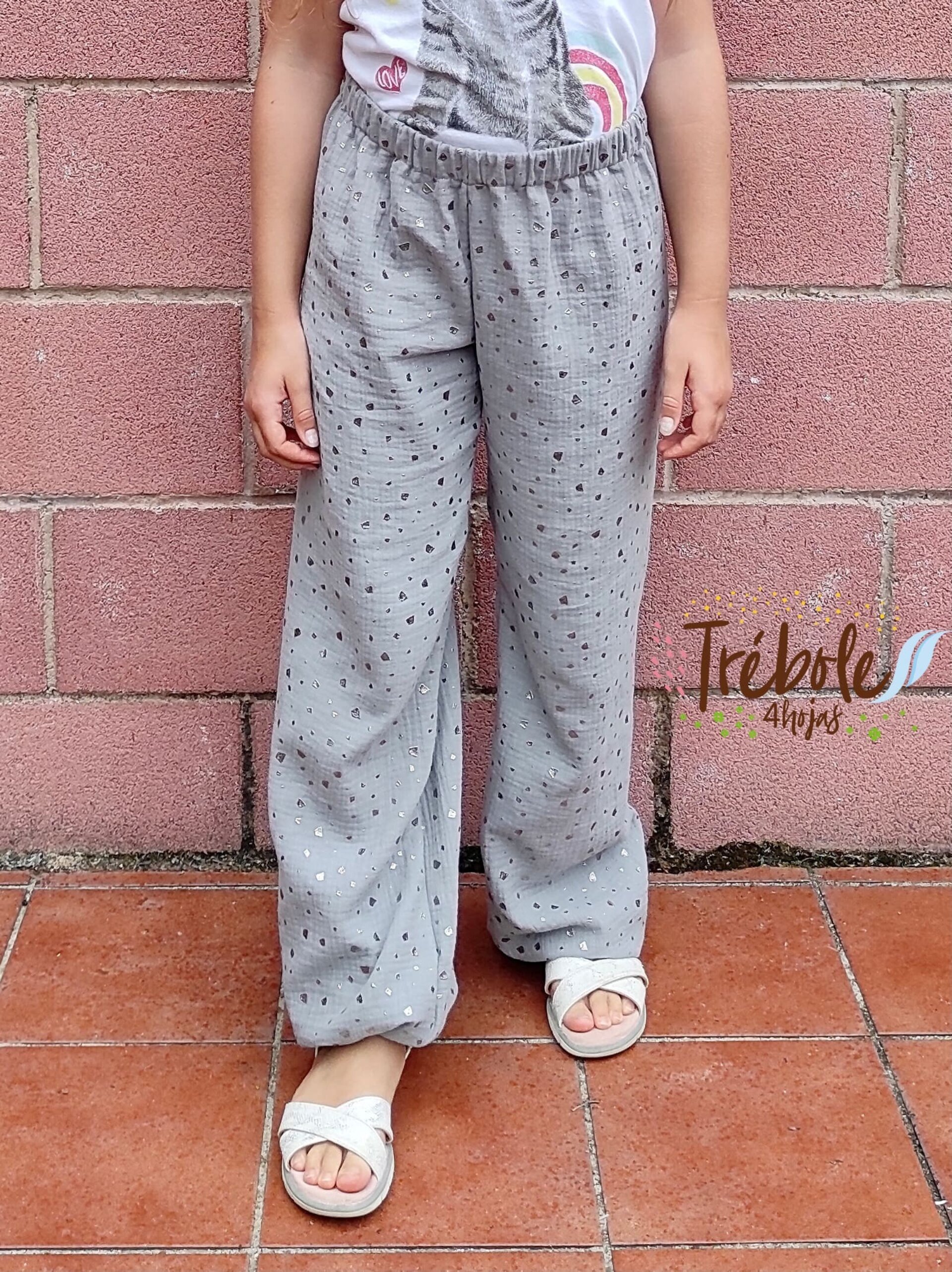 Pantalón Bombacho infantil - doble gasa Brilli Brilli - Gris - 3