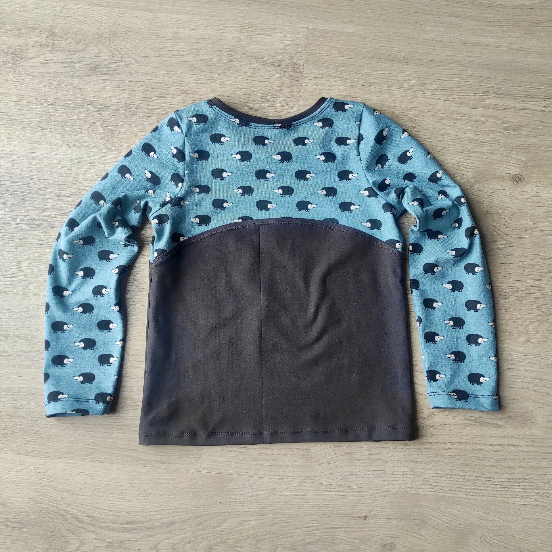 Camiseta Infantil Manga Larga - Erizos azul/marrón - 2